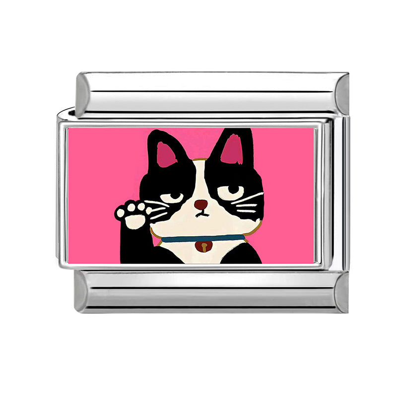 Wholesale Land Animal Italian Charms DIY pets Single Section Creative Stainless Steel Composable Bracelet