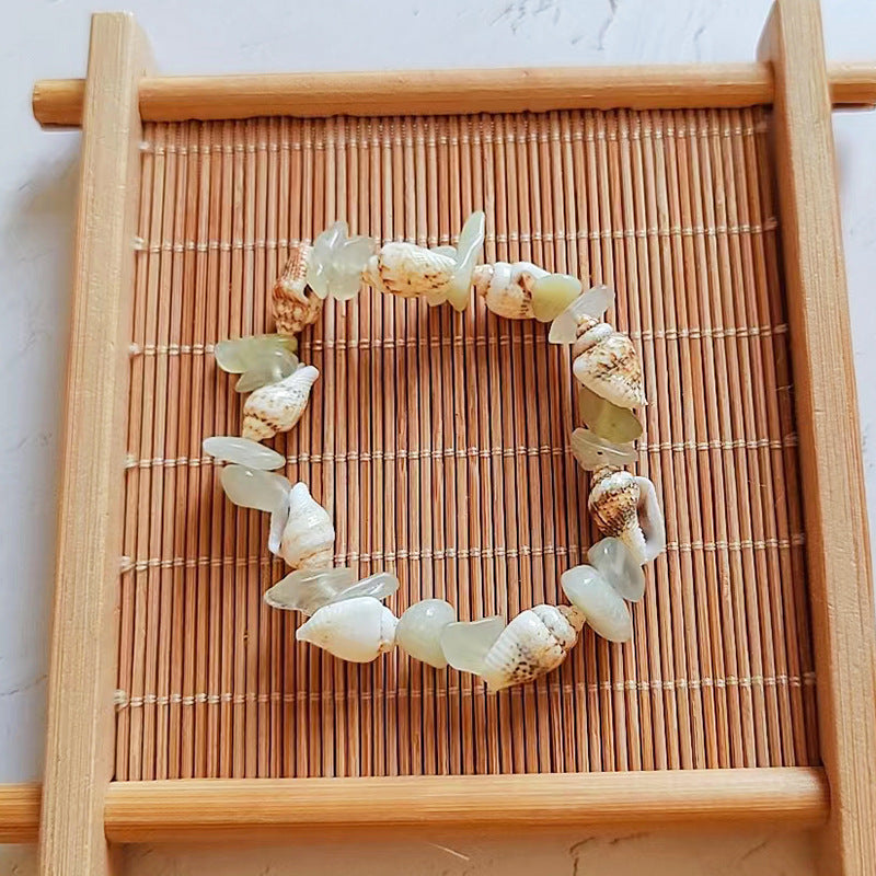 Wholesale Natural Gravel Amethyst Pink Quartz Strawberry Crystal Conch Shell Bracelet ACC-BT-Youl005