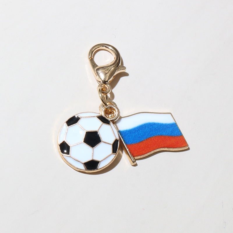 Wholesale Zinc Alloy Soccer Flag Charm Keychain Pendant for DIY Jewelry Making Boutique Resale