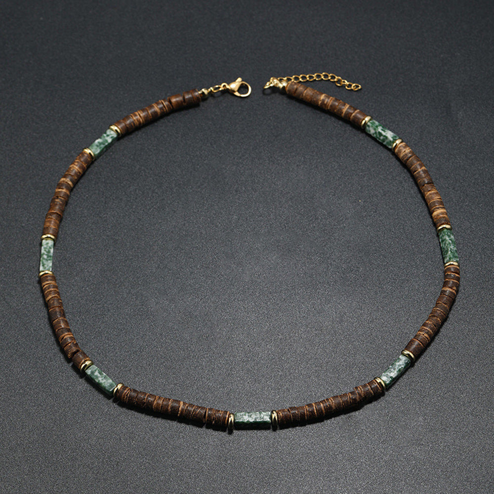 Wholesale Summer Beach Bohemian Wood Chip nut Shell Necklace