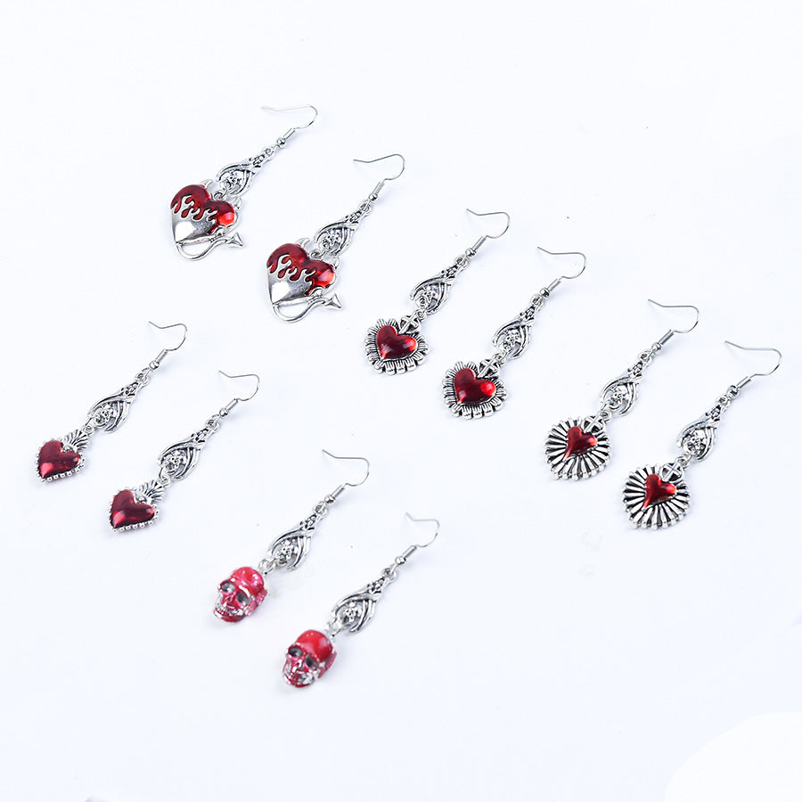 Wholesale Retro Gothic Heart Cross Pendant Earrings  Party Chic Jewelry Accessory