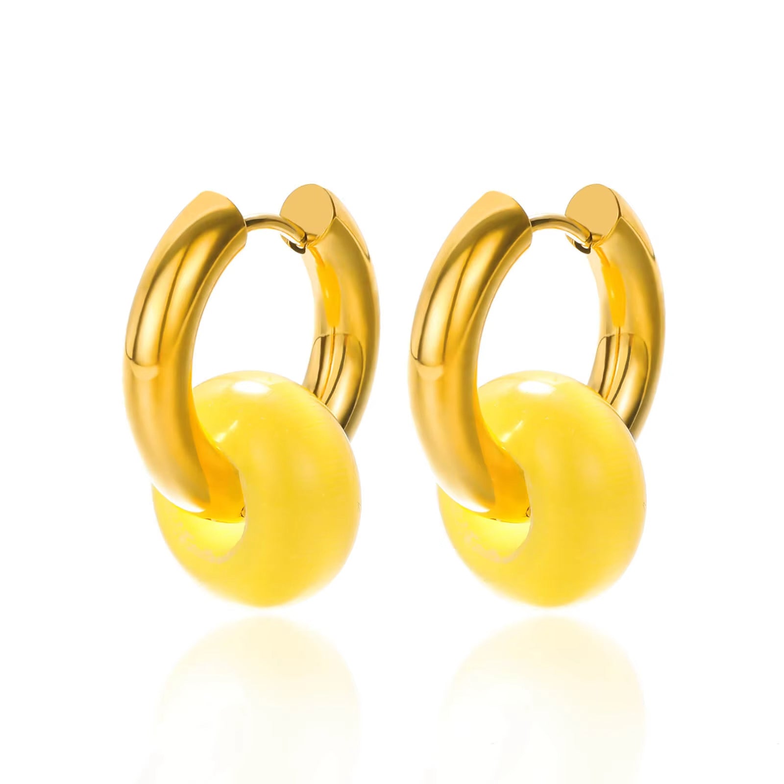 Wholesale Stainless steel earrings plated with 18K gold and natural stone