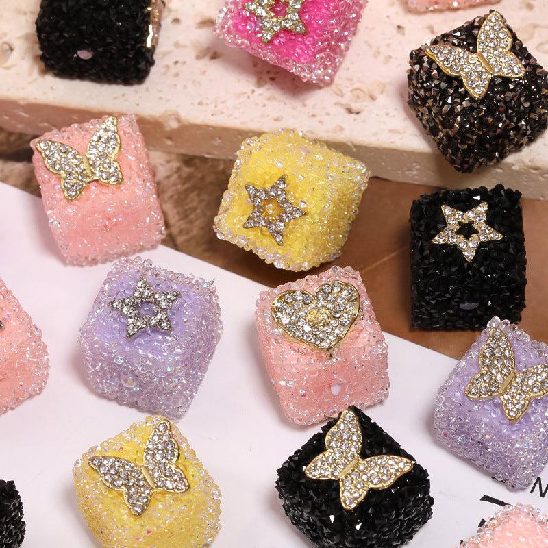 Wholesale of 5pcs Water Diamond Sugar Beads Butterfly Five Pointed Star Square Diamond Ball Beads ACC-BDS-BLG009
