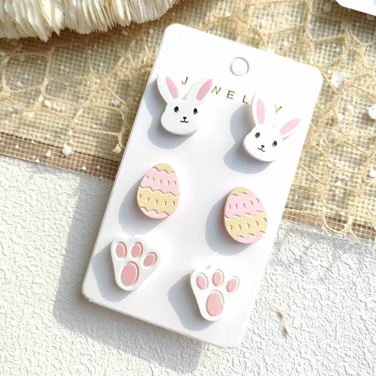 Wholesale Easter Valentine's Day Acrylic Love Rabbit Egg  Cute Spray Paint Earrings