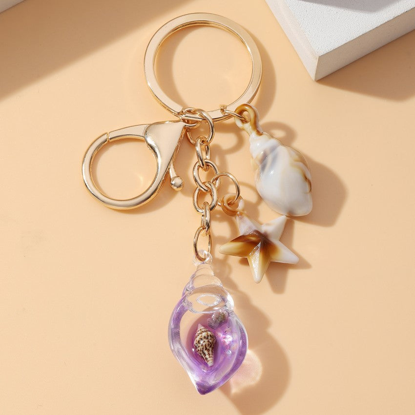 Wholesale Creative Seaside Holiday Luminous Conch Acrylic Keychains ACC-KC-RongR050