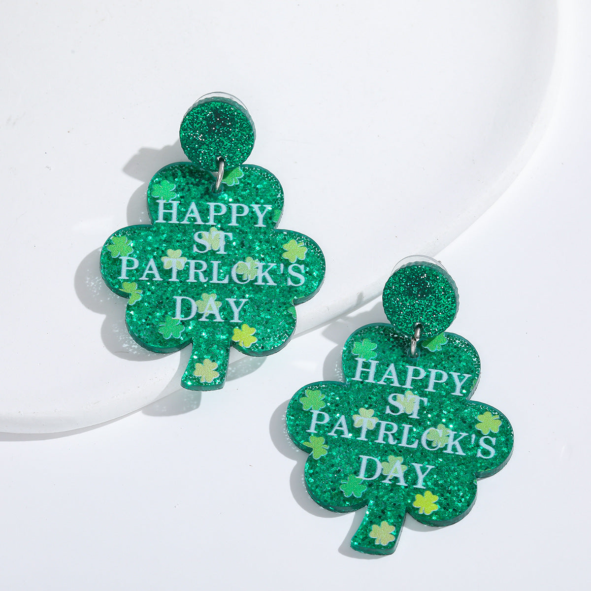 Wholesale Cross St. Patrick's Day Shamrock Acrylic Earrings