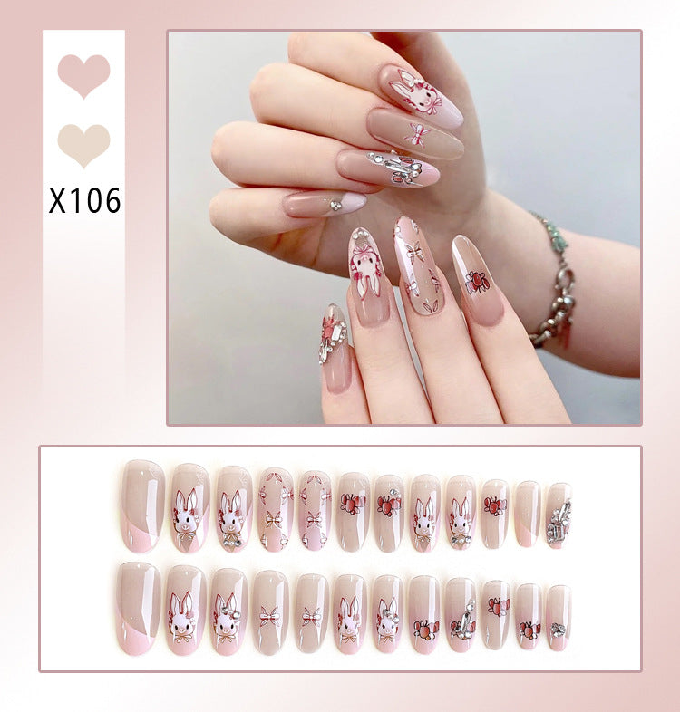 Wholesale 24 Pieces/box Diamond Butterfly Glitter Nail Art Press-on Nails Kits Nail Stickers ACC-NS-DiNa002