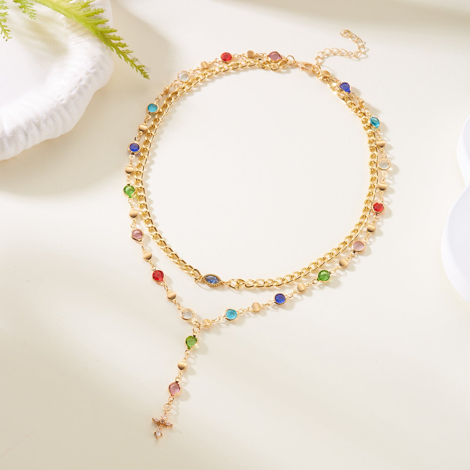Wholesale multi-layered cross necklace