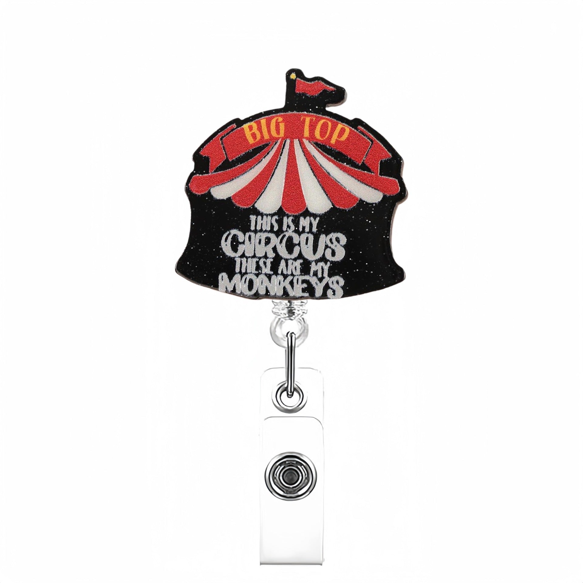 Wholesale Creative pattern acrylic Retractable Rotating Badge Keychain