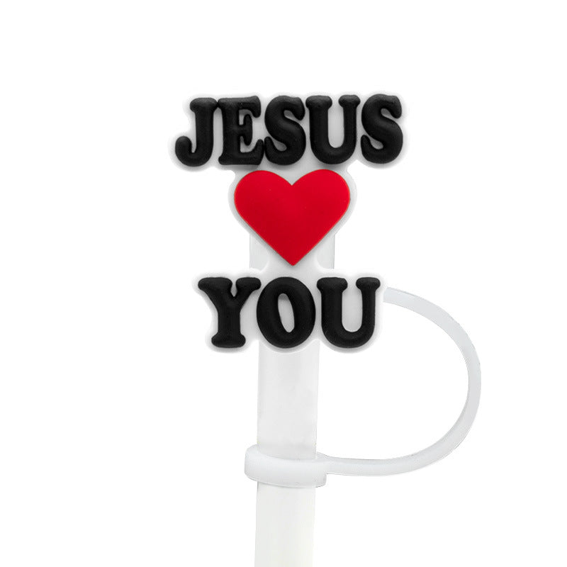 Wholesale 10pcs 7-8mm God Cross Silicone Dustproof Straw Stoppers Straw Tube Cap