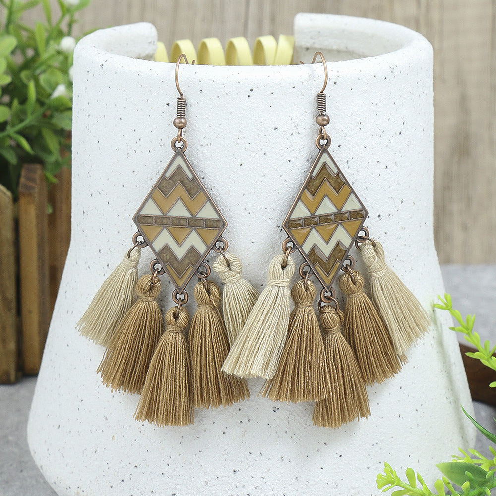Wholesale Vintage Tassel Alloy Earrings Set Fashion Jewelry Accessory
