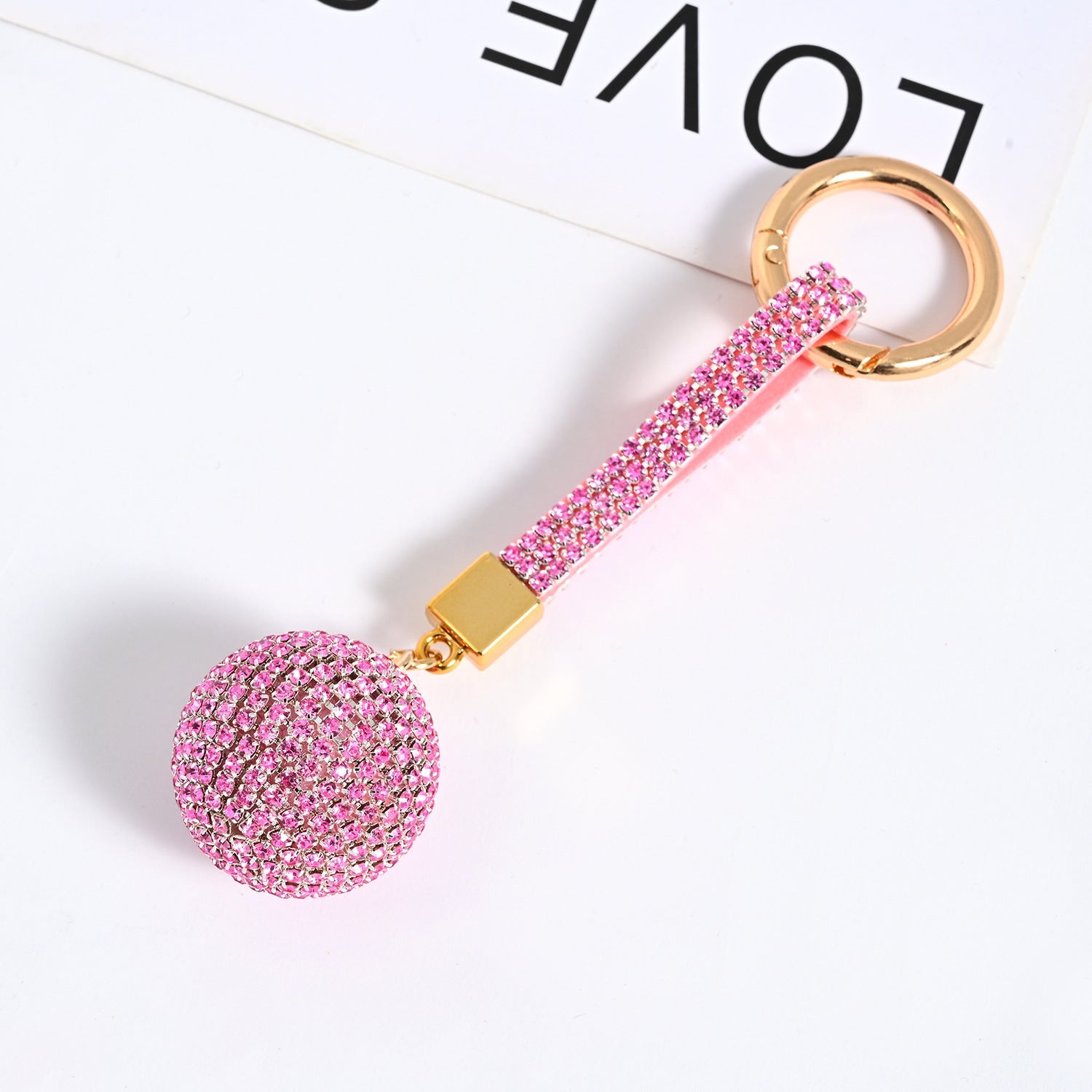 Wholesale PU Rhinestone Claw Chain Ball Keychain