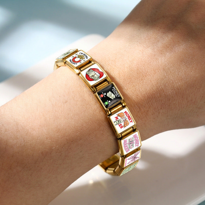 Wholesale Stainless Steel Coin Bracelet,  Fashion DIY Charm Accessory for Gift Boutique Resale