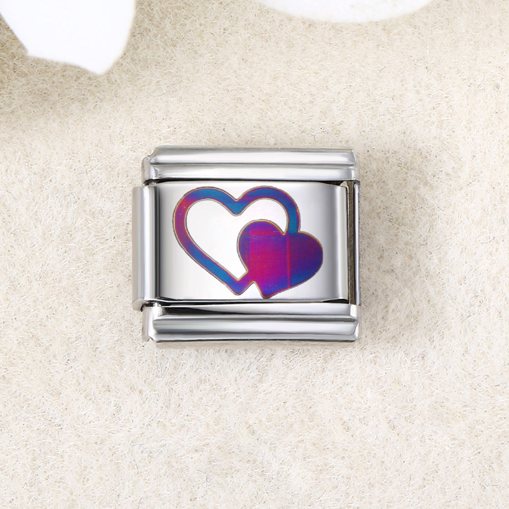 Wholesale  Italian Charm Bracelet 9mm DIY UV laser Creative Stainless Steel Composable Bracelet