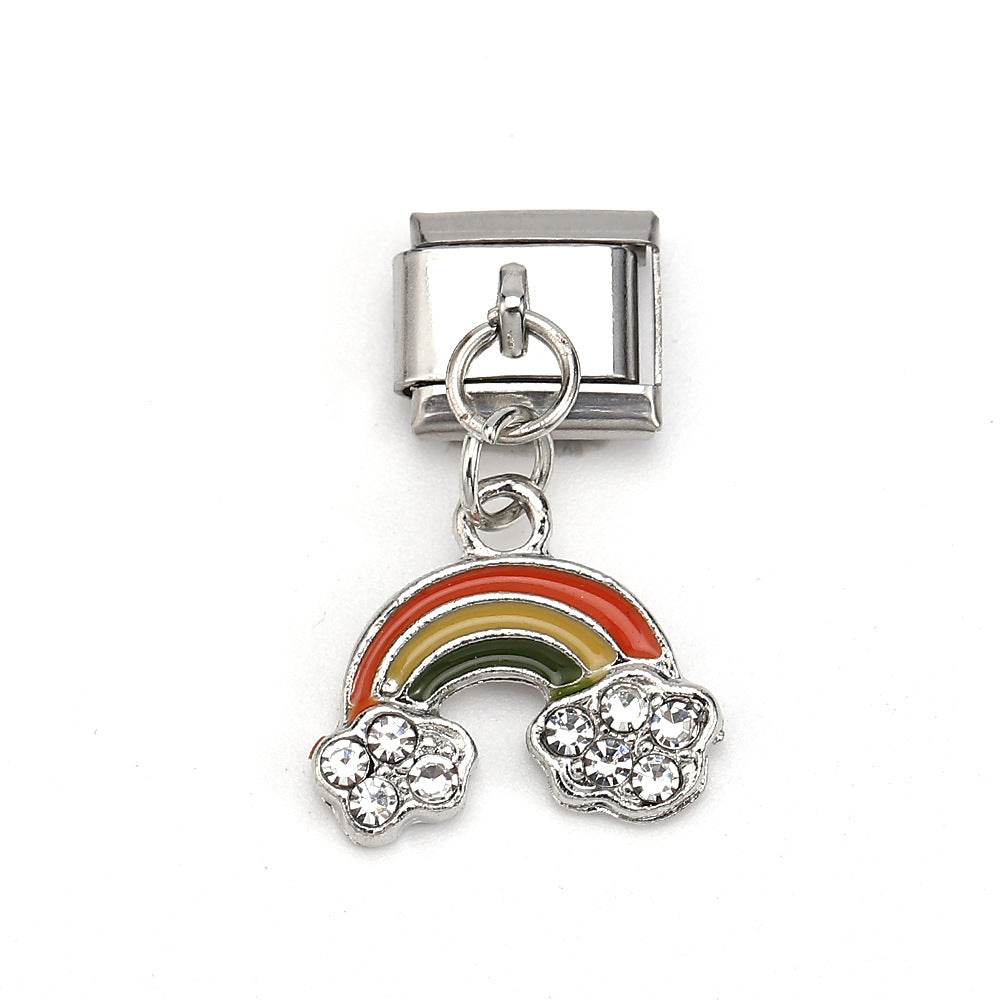 Wholesale 5pcs Italian Charm Bracelet 9mm DIY Splicing Colorful Pendant Stainless Steel Composable Bracelet