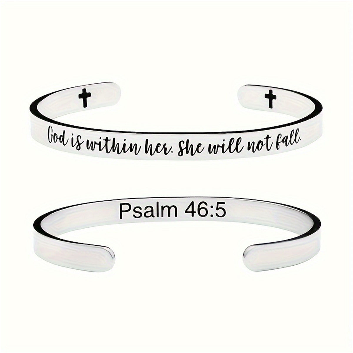 Bracciale regolabile a forma di C regolabile con polsino a lettera ispirato alla doppia croce in acciaio inossidabile all'ingrosso