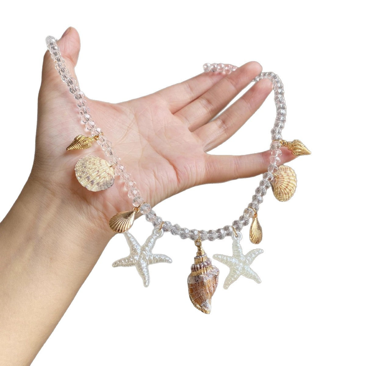 Wholesale starfish conch and seashell necklace