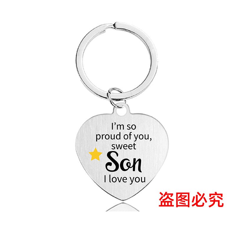 Wholesale Color Printing Family Affection Inspirational Gift Metal Keychain Creative Keychain ACC-KC-Ganggu023