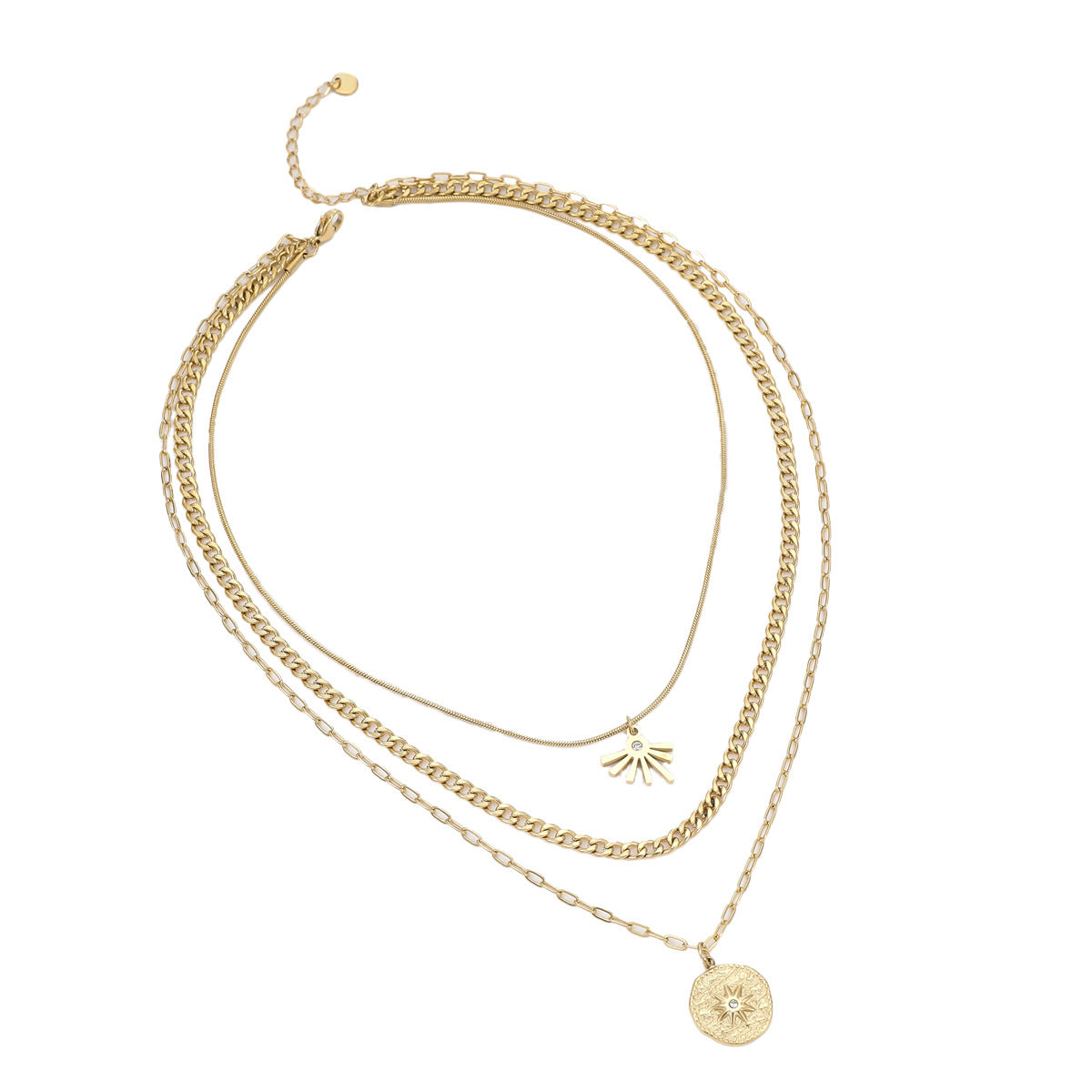 Wholesale stainless steel stacking necklace bamboo chain sunflower necklace