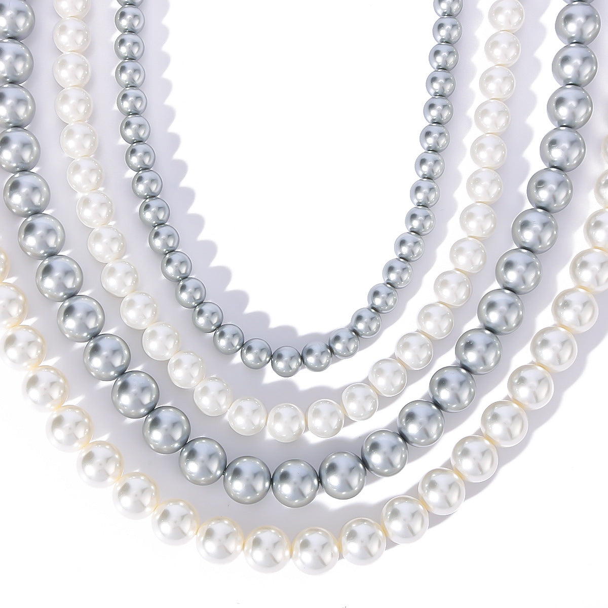 Wholesale  Stainless Steel Grey Pearl Necklace  Light Luxury Necklace Chain