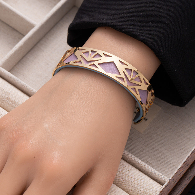 Wholesale Double-sided colorful PU leather wide bracelet