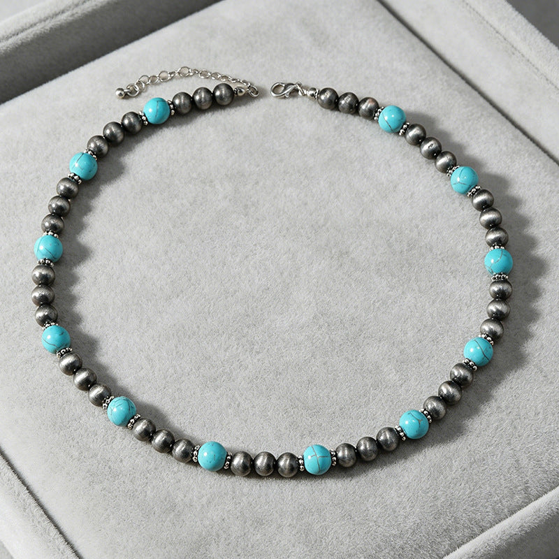 Wholesale Turquoise Maillard Style Handmade Necklace Fashion Jewelry Accessory for Women
