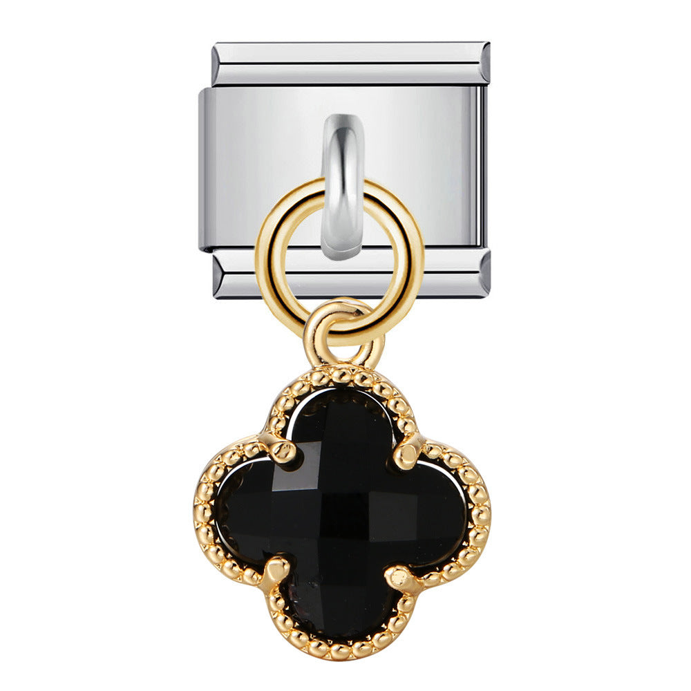 Wholesale Italian modular  Stainless steel gold-plated oil drip DIY bracelet