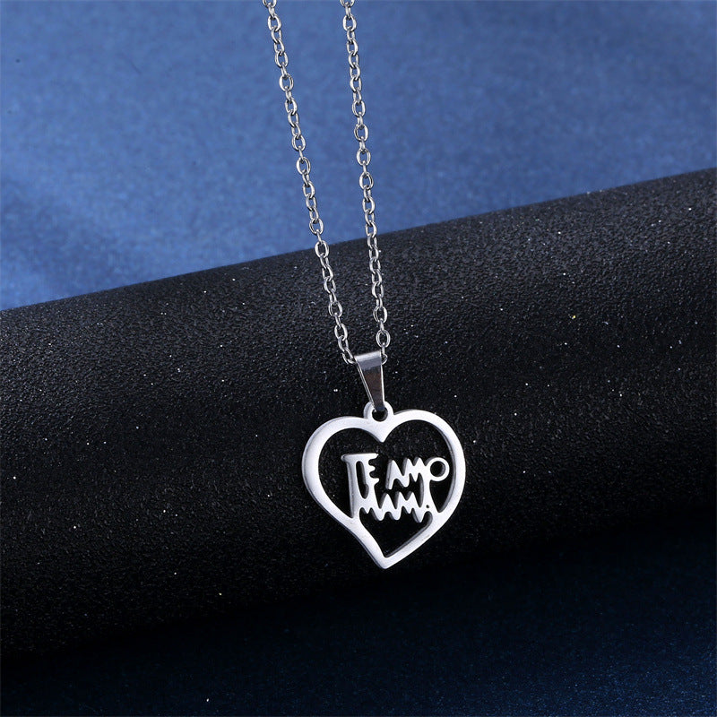 Wholesale MAMA Mother's Day Stainless Steel Earrings Necklace Set ACC-ES-MinM010