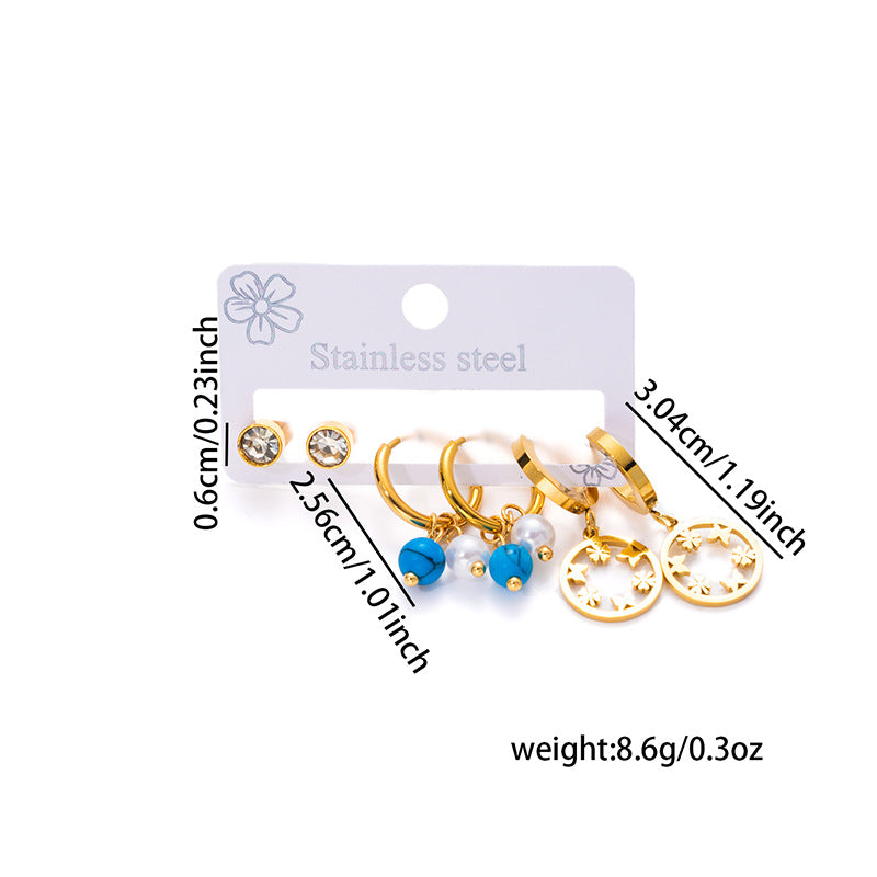Wholesale Trendy Titanium Steel Pendant Earring Set,  European American Style Electroplated Jewelry Accessory for Party Wear Gift