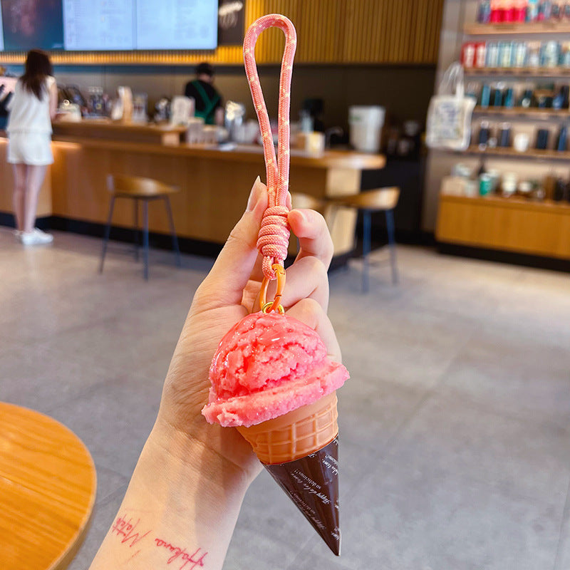 Wholesale Simulated Ice Cream Cone Keychain,  Chic Decorative Bag Charm Gift