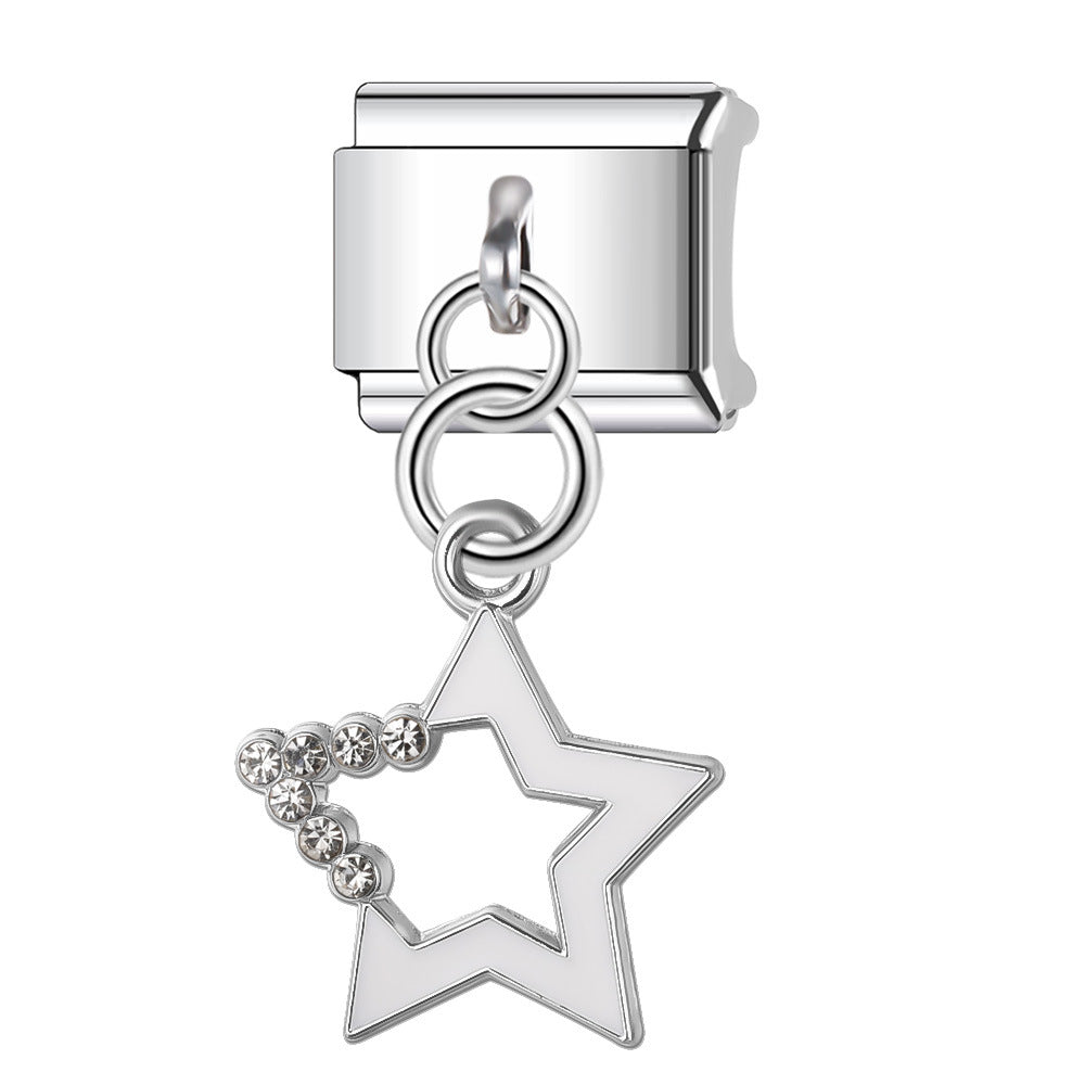 Wholesale Italian Charm Bracelet 9mm DIY Splicing Star Moon Series Stainless Steel Composable Bracelet