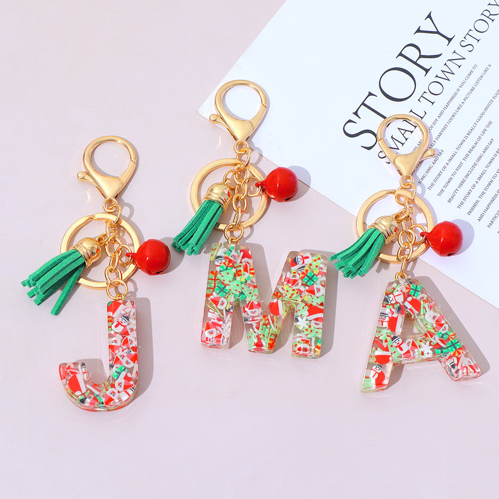 Wholesale Resin English Letter Keychain with Tassel Festive Holiday Party Bag Charm