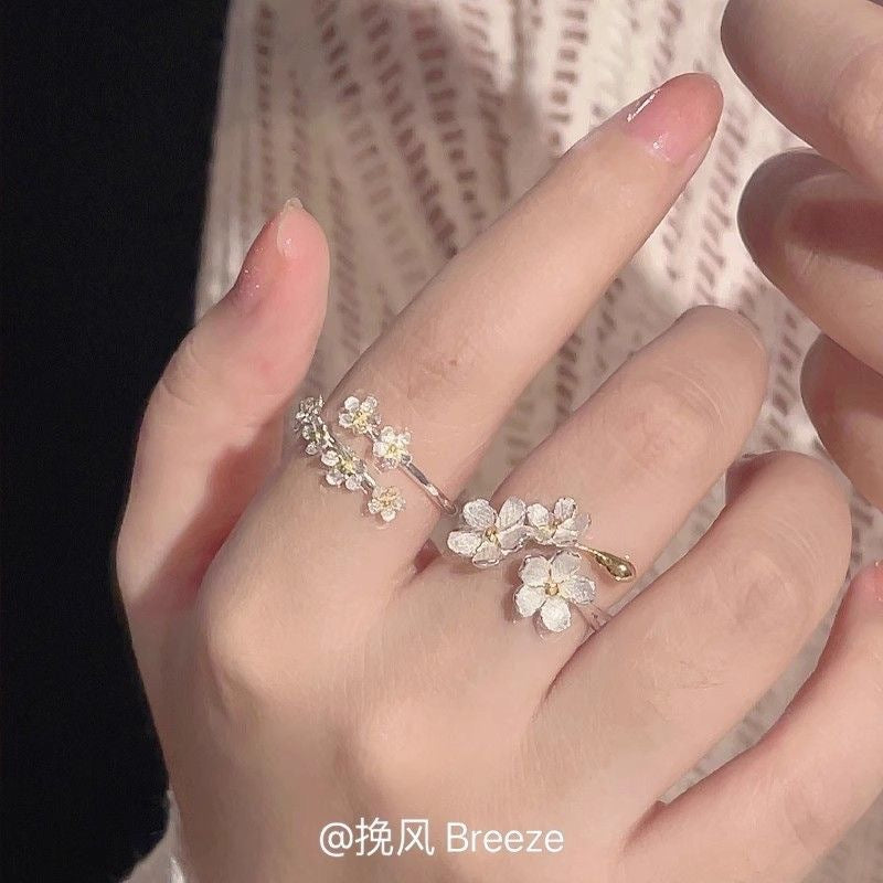 Wholesale Simple Flower Ring  Adjustable Ring
