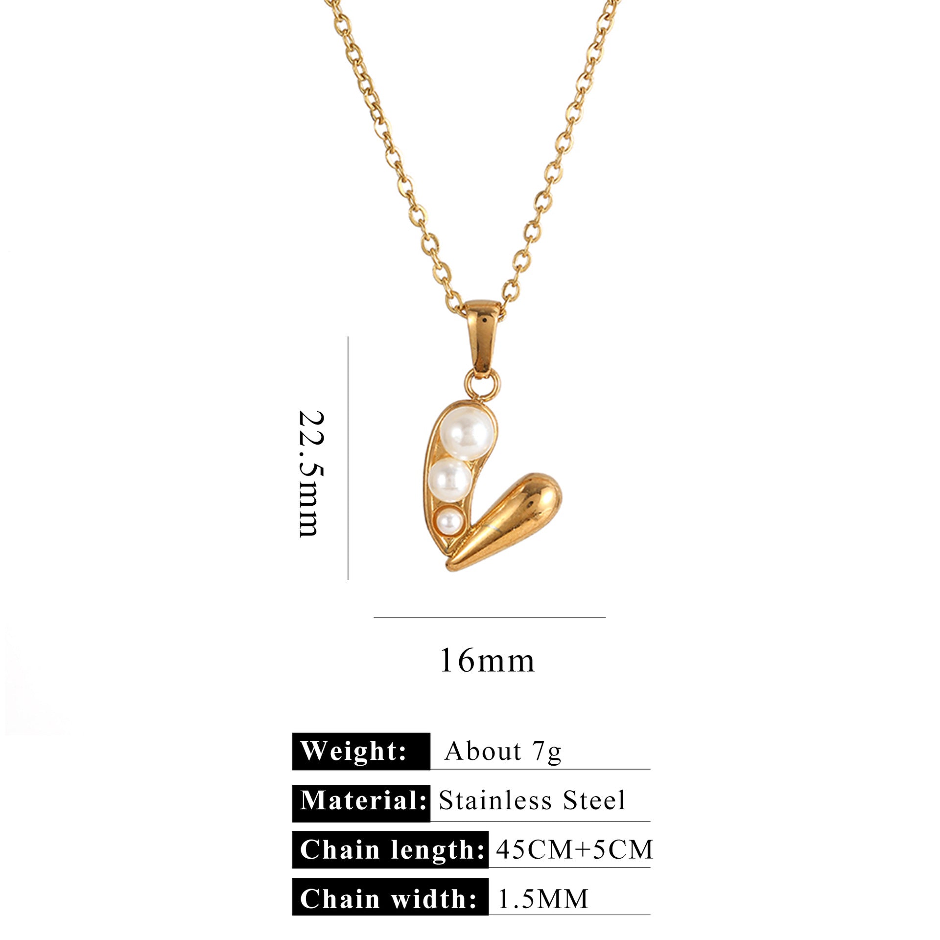 Wholesale Stainless steel 18k gold 40 5 necklace imitation pearl pendant necklace five-pointed star bow love chain gift