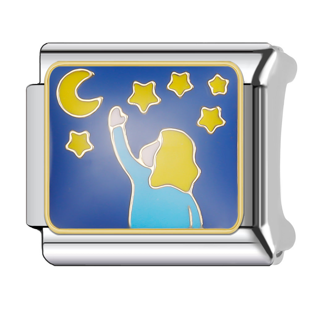 Wholesale Italian Charm Bracelet 9mm DIY Splicing Cosmic Star Series Stainless Steel Composable Bracelet