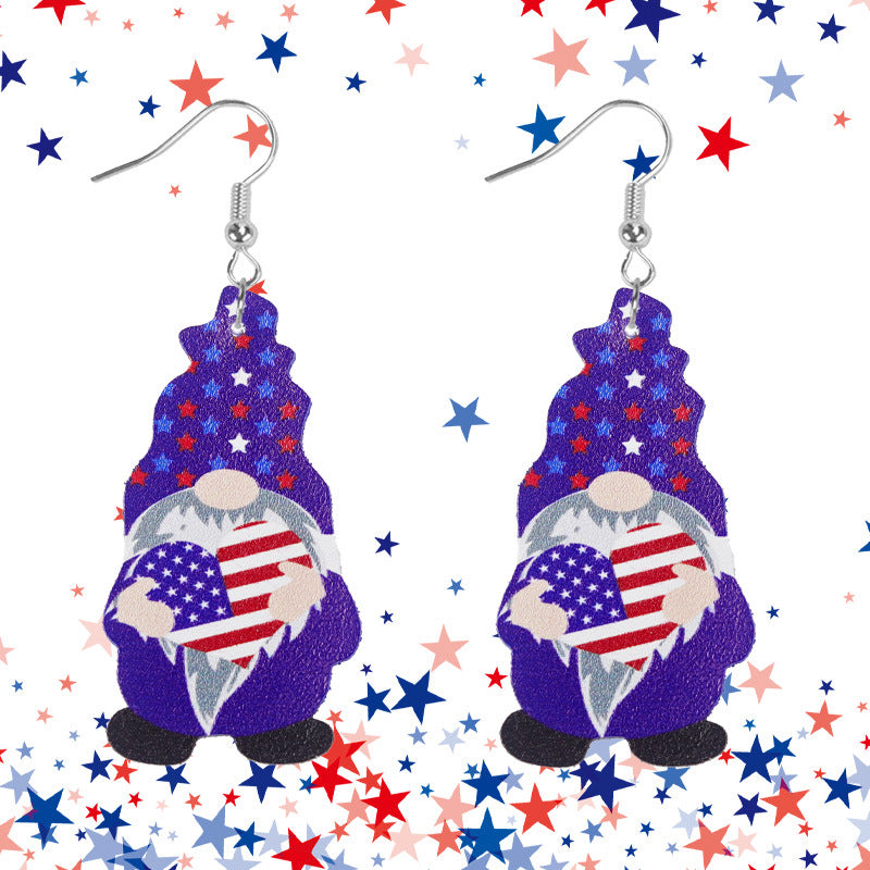 Wholesale  Independence Day Flag Color Matching Ladies Leather Earrings