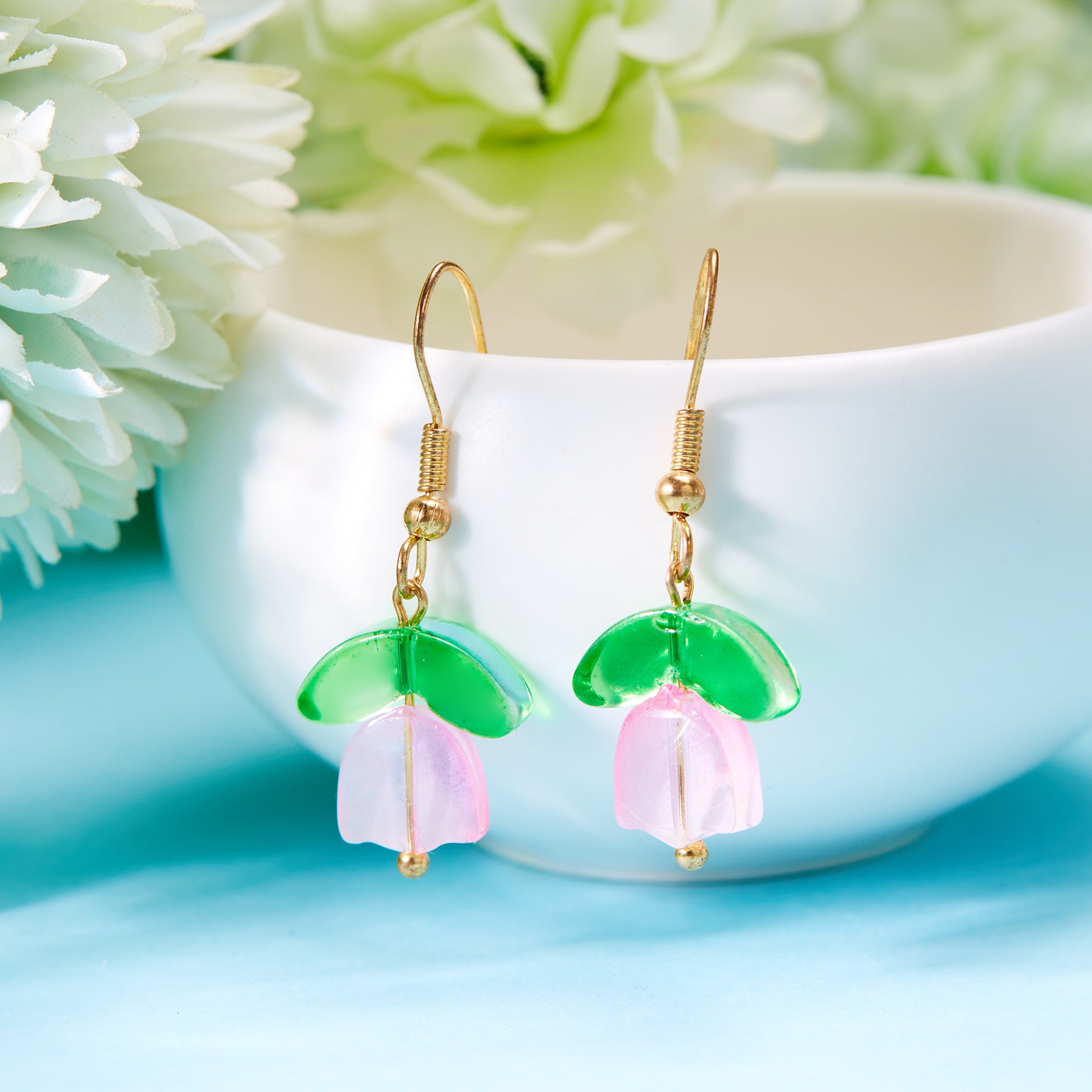 Wholesale  color tulip flower earrings suit