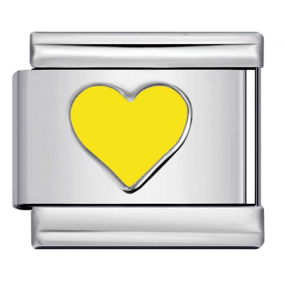 Wholesale Italian Charm Bracelet 9mm DIY Colorful Oil Dripping Heart    Creative Stainless Steel Composable Bracelet