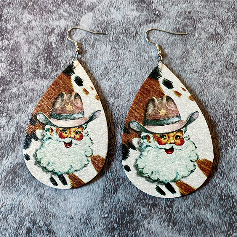 Wholesale Christmas Earrings Santa Claus Elk Leather Earrings ACC-ES-XinChuan028