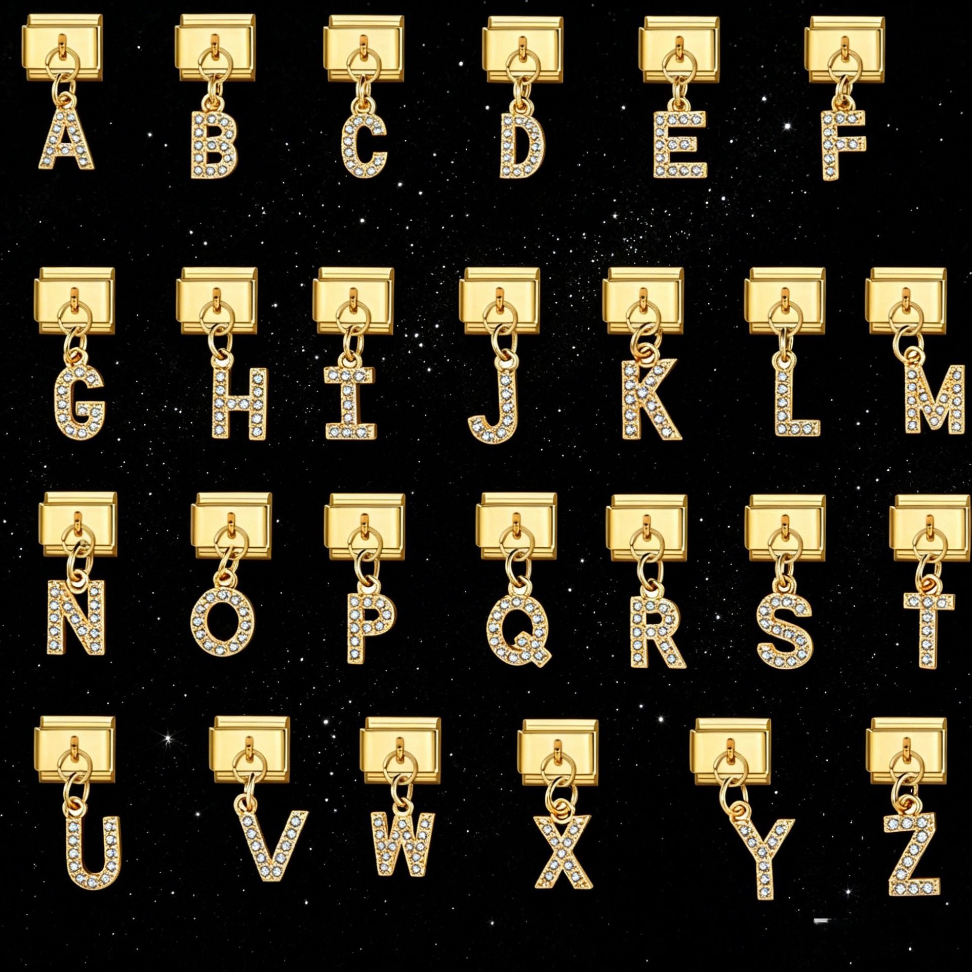 Wholesale Gold-Plated Stainless Steel English Letter Charm Pendant for DIY Bracelet Jewelry Accessory