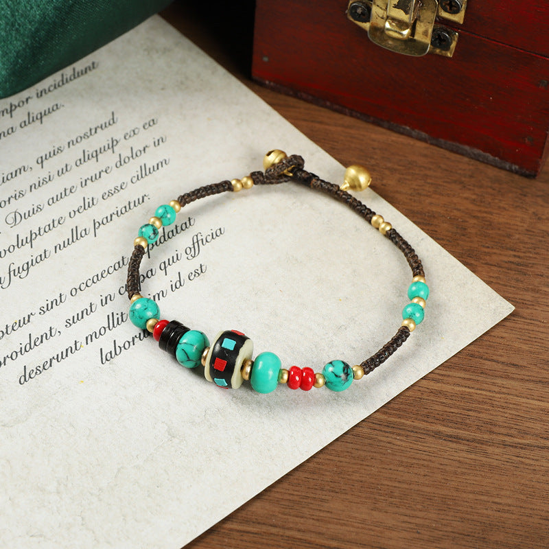 Wholesale Ethnic Retro Tibetan Hand-woven Turquoise Bracelet