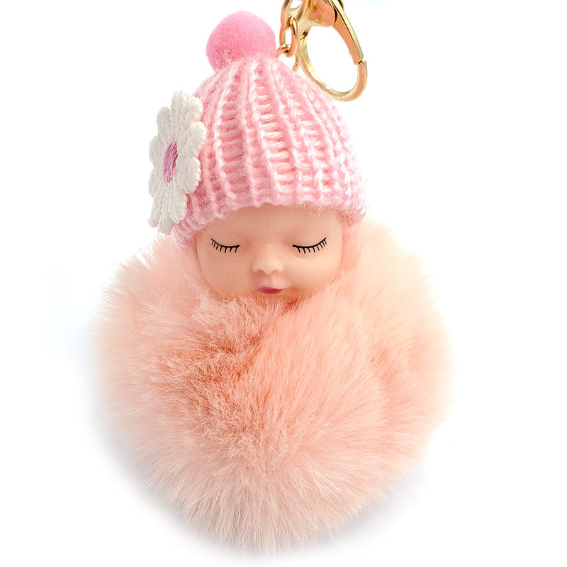 Wholesale cute sleeping doll keychain fur ball pendant ACC-KC-DY007