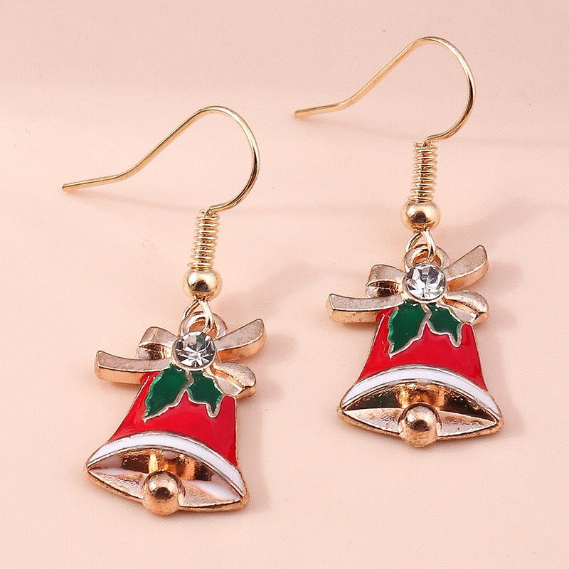 Wholesale Christmas Earrings  Christmas Hat Elk Christmas Bell Earrings