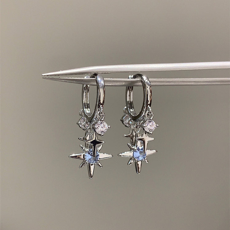 Wholesale Blue Zircon  Star Tassel Ear Ring  Light Luxury Earrings
