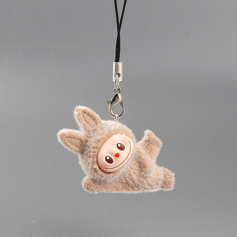 Wholesale 10pcs resin flocking side cute cartoon keychain mobile phone charm