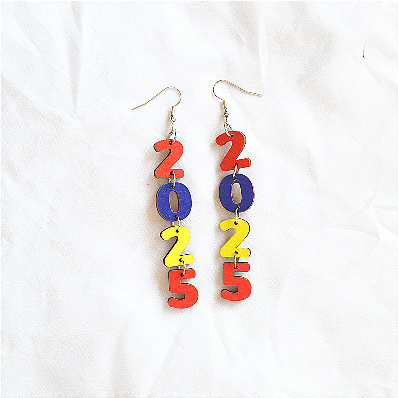 Wholesale New Year Number Earrings ACC-ES-XN040