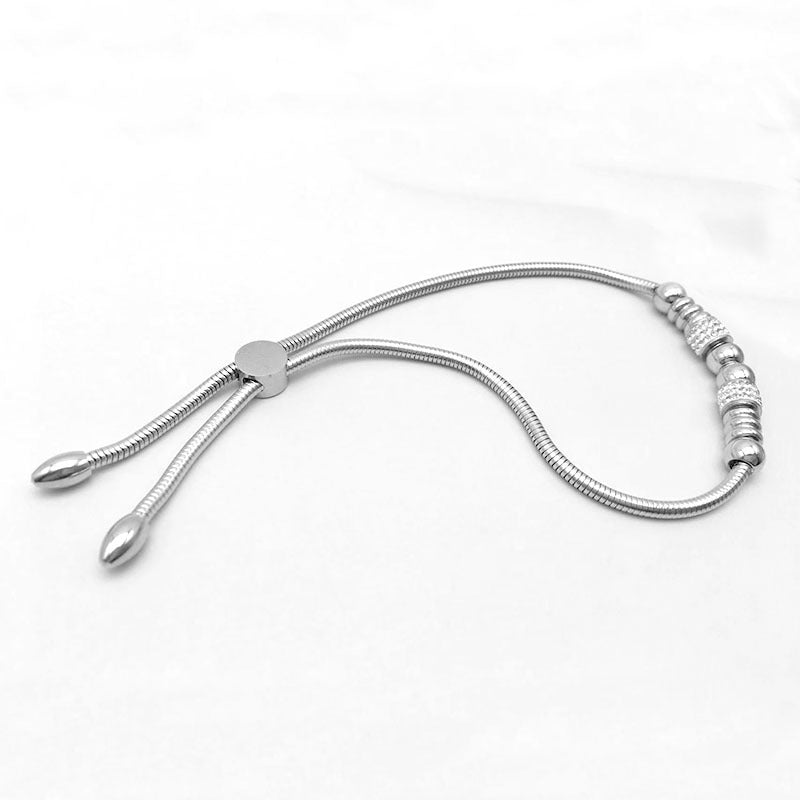 Wholesale Adjustable Full Diamond Round Bead Bracelet Stainless Steel Bracelets ACC-BT-Yima007