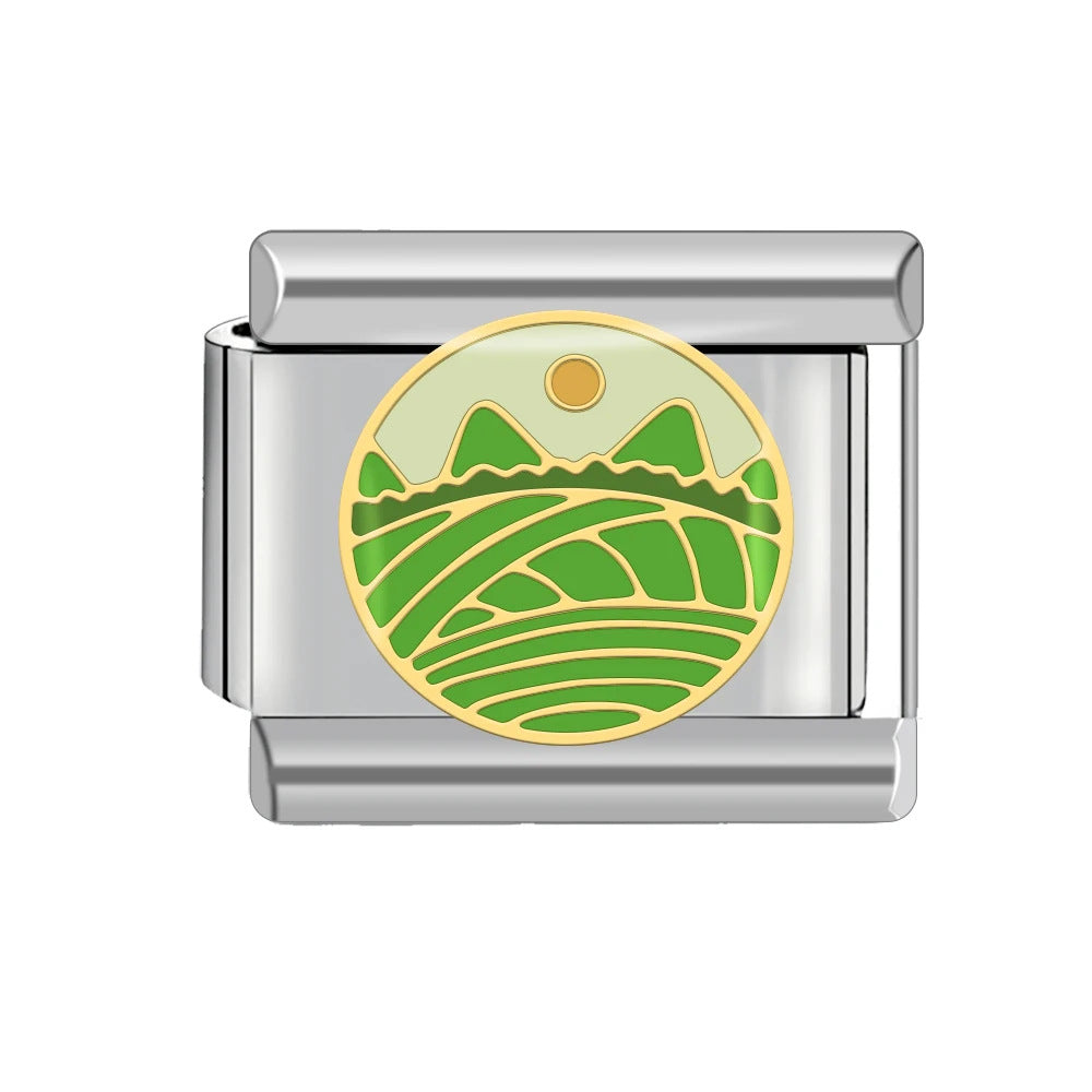 Wholesale Italian Charm Bracelet 9mm DIY Splicing Landscape Pattern Titanium Steel Composable Bracelet