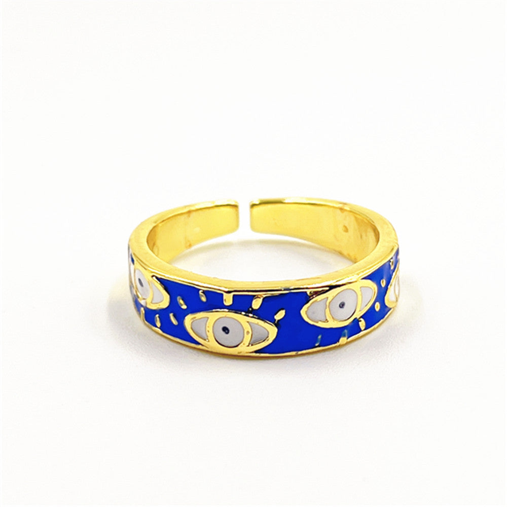 Wholesale Five-color oil-drip devil' s eye color-preserving electroplating ring