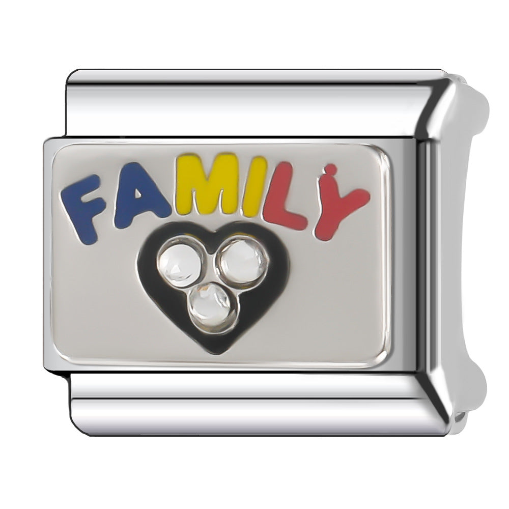 Wholesale Italian Charm Bracelet 9mm DIY Splicing English Series Stainless Steel Composable Bracelet